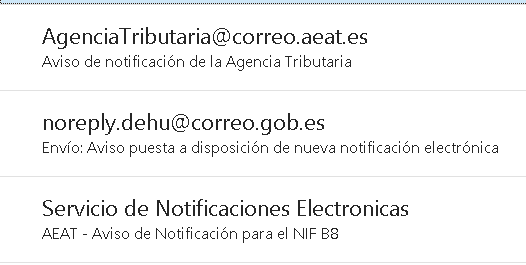 Aviso AEAT direcciones de notificación